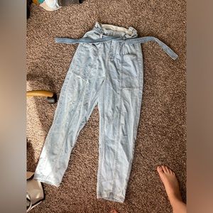 Primark size 4 light wash, high waisted, paper bag, waist jeans
